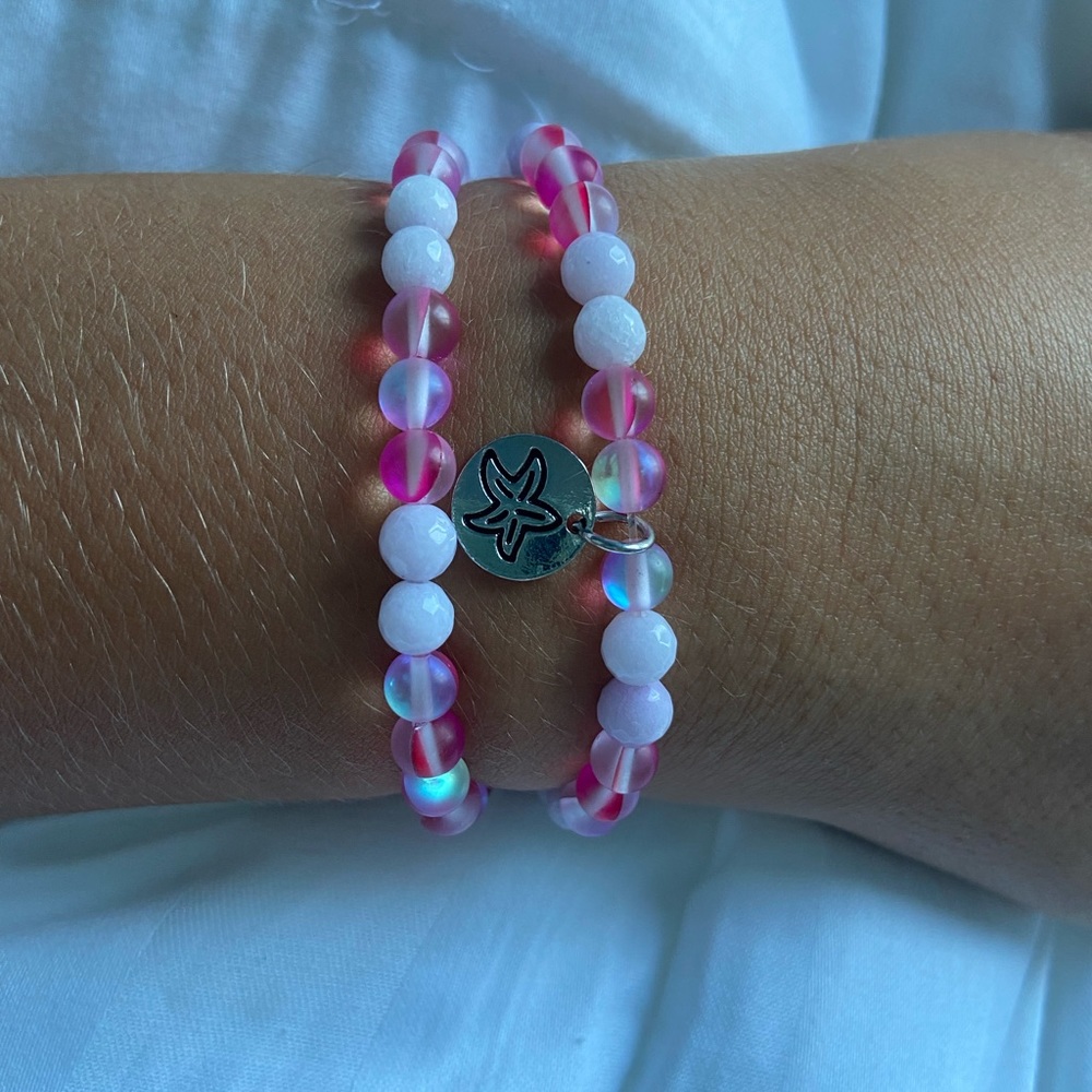 pink starfish bracelet set